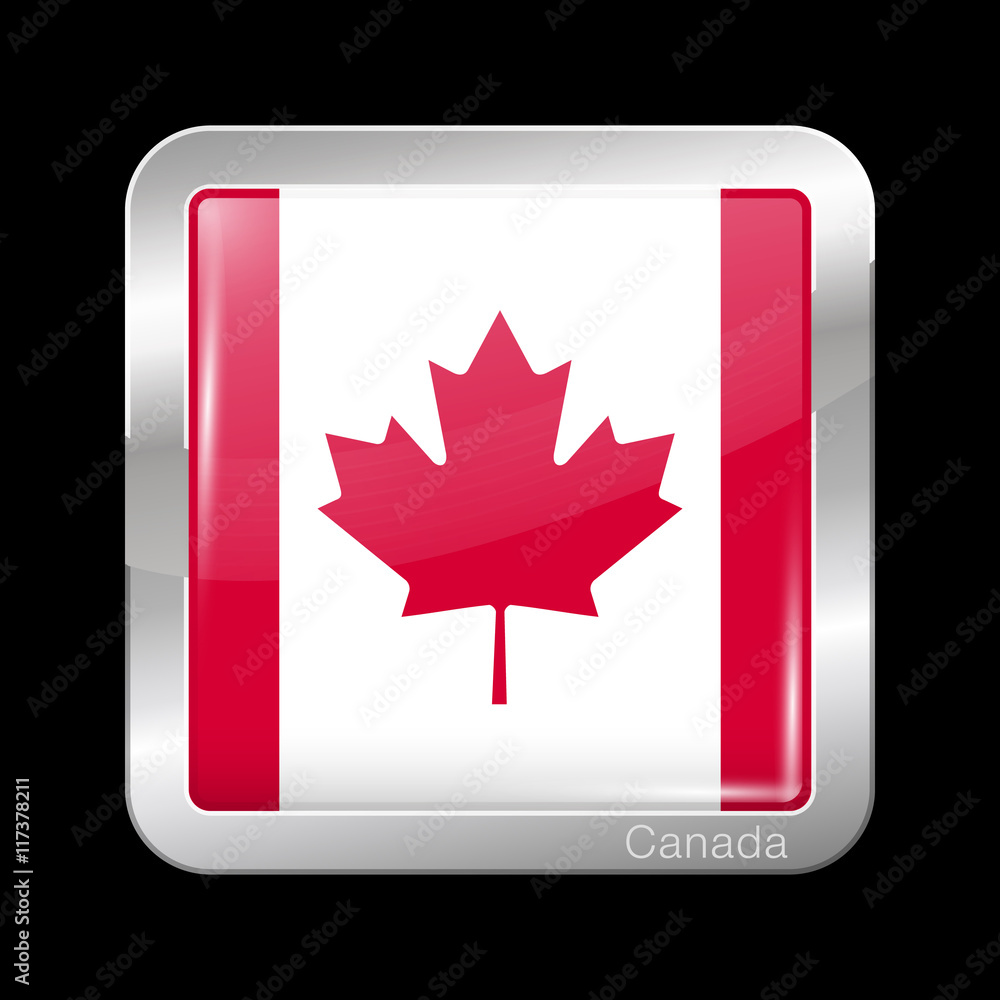 Flag of Canada. Metal Icon Square Shape Flag of Canada. Metal Icon Square Shape