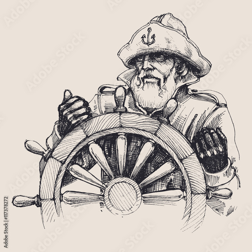 Portrait of a sailor vector drawing photo