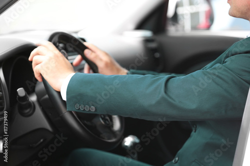 Man driving his car