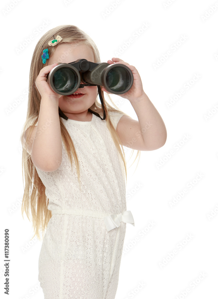 Girl looking through binoculars Girl looking through binoculars