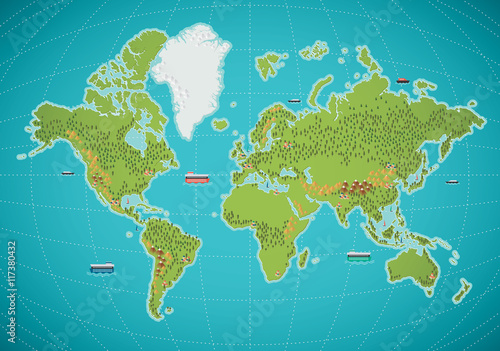 Colorful world map vector illustration