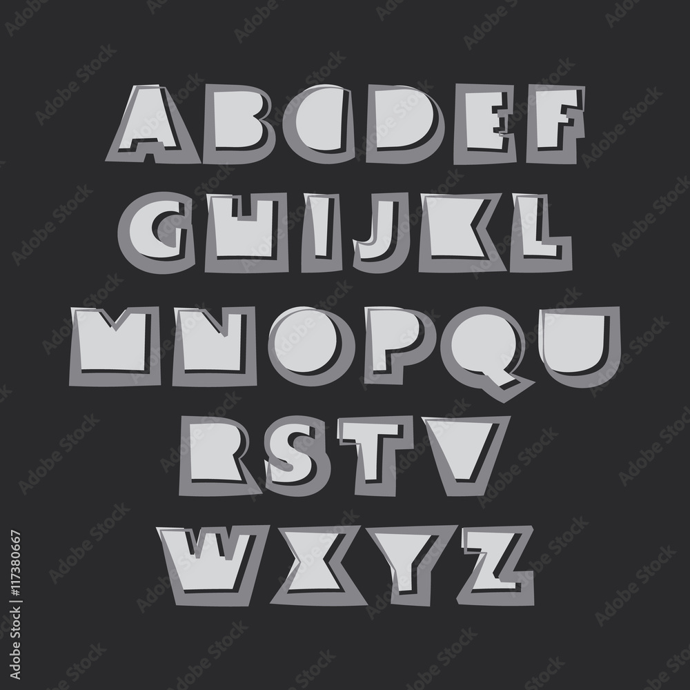Modern Black and White Bold Font Set Design