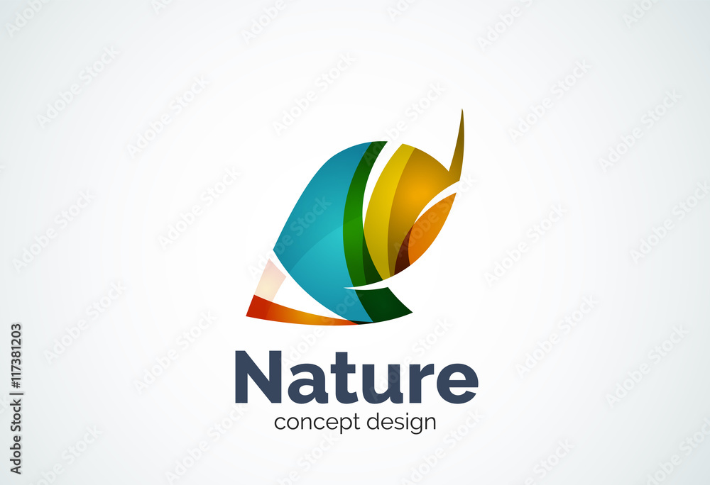Abstract business company leaf logo template, green concept
