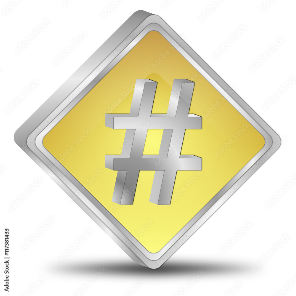 Obraz premium Hashtag Button - 3D illustration