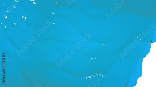 blue paint flowing down slowly. clear liquid
