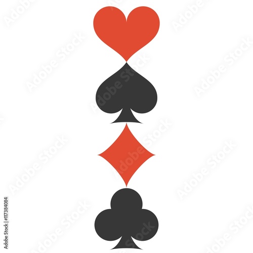Vertical Vector Four playing cards suits symbols, spades, hearts, clubs and diamonds