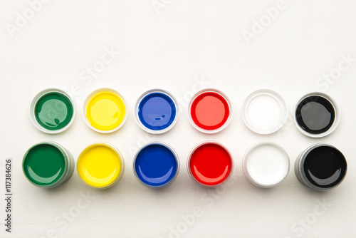 Set of paint and supplies on a white background