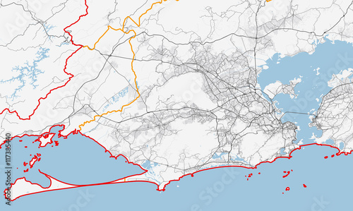 Map of Rio de Janeiro city. Roads