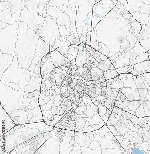 Photo Map of Roma city. Roads
