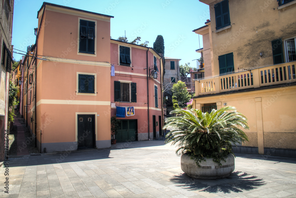 Historic square in the cosy town Levanto in the Liguria area in Italy
