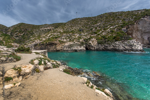 Panorama of Limnionas beach bay at Zakynthos island, Greece