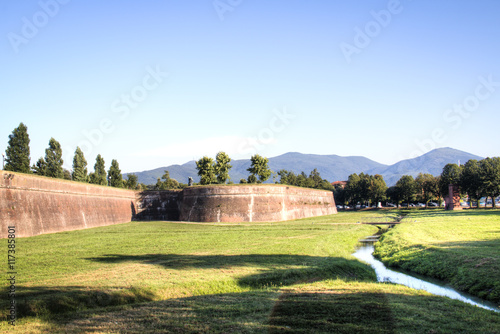 Historic city walls of Lucca, a city in Toscana in Italy 