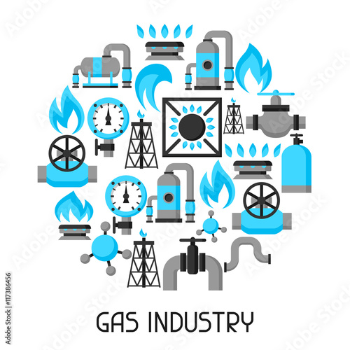 Natural gas production, injection and storage. Industrial background design