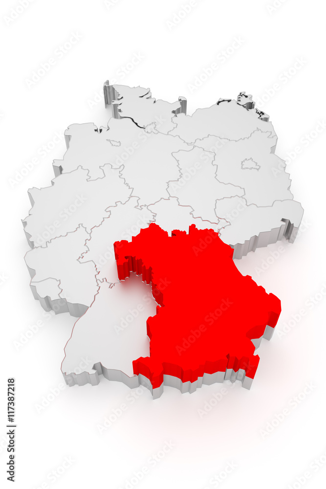 Bayern, Deutschland Bundesländer 3D