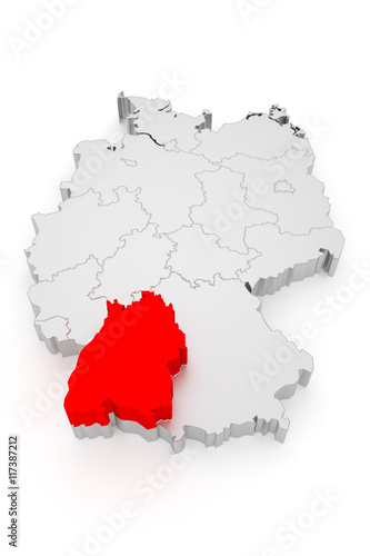 Baden-Württemberg, Deutschland Bundesländer 3D