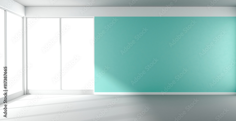 Turquoise room with panoramic windows Turquoise room with panoramic windows