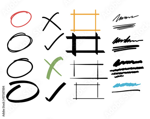 Vector of marker elements,circle,arrows for Document and design