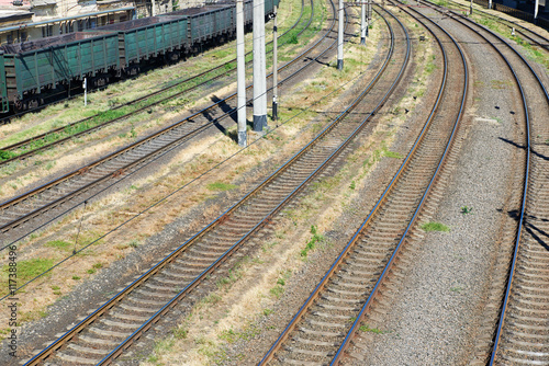 empty industrial railroad and infrastructure, cargo transportation and shipping