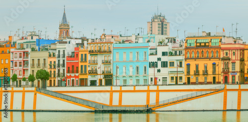 Seville panoramic cityscape with historical buildings, city skyline, Sevilla, Spain