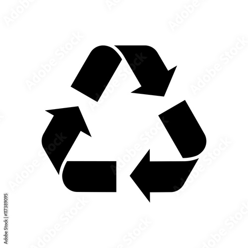 Recycling icon. Symbol for recyclable products or those made of recycled materials. Classical triangle shape. Vector Illustration
