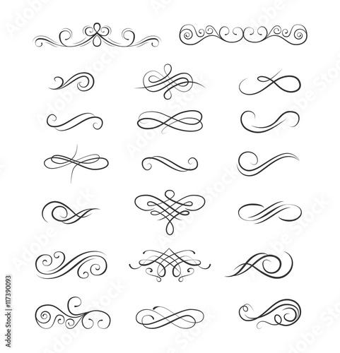 Decorative floral dividers set. calligraphy frame and elements. Vector illustration.