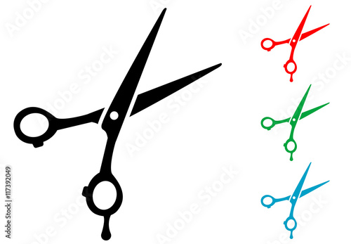 Icono plano tijeras de peluquero varios colores