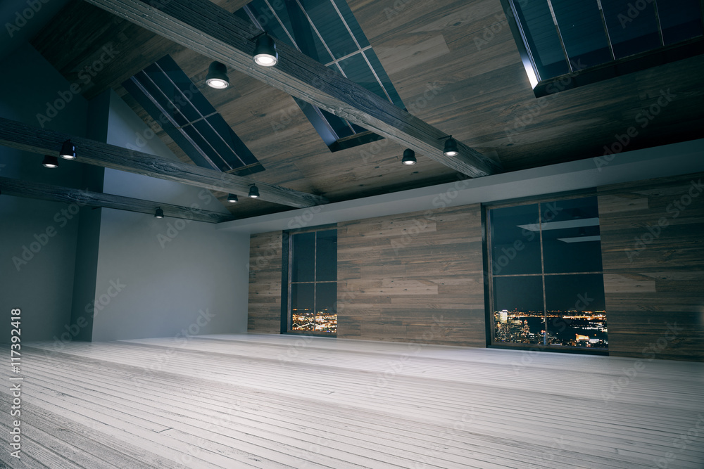 Obraz premium Interior with night city view