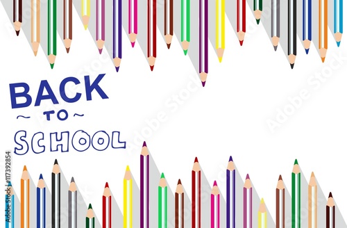 Welcome Back to SCHOOL background Colored Pencils Frame Template