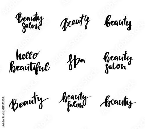 Hand lettering vintage quotes - Hello beautiful. Modern Calligraphy.