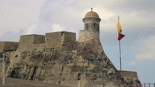 Colombian Flag on San Felipe Castle - Cartagena, Colombia