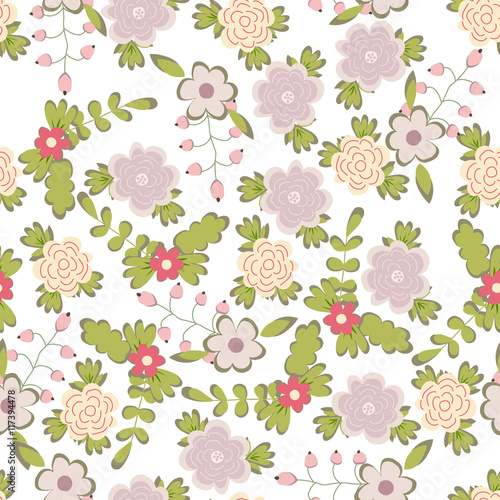 Wallpaper Mural Seamless floral pattern. Colorful summer background for creating card, invitation, wedding, decoration, textile. Bright illustration. Torontodigital.ca
