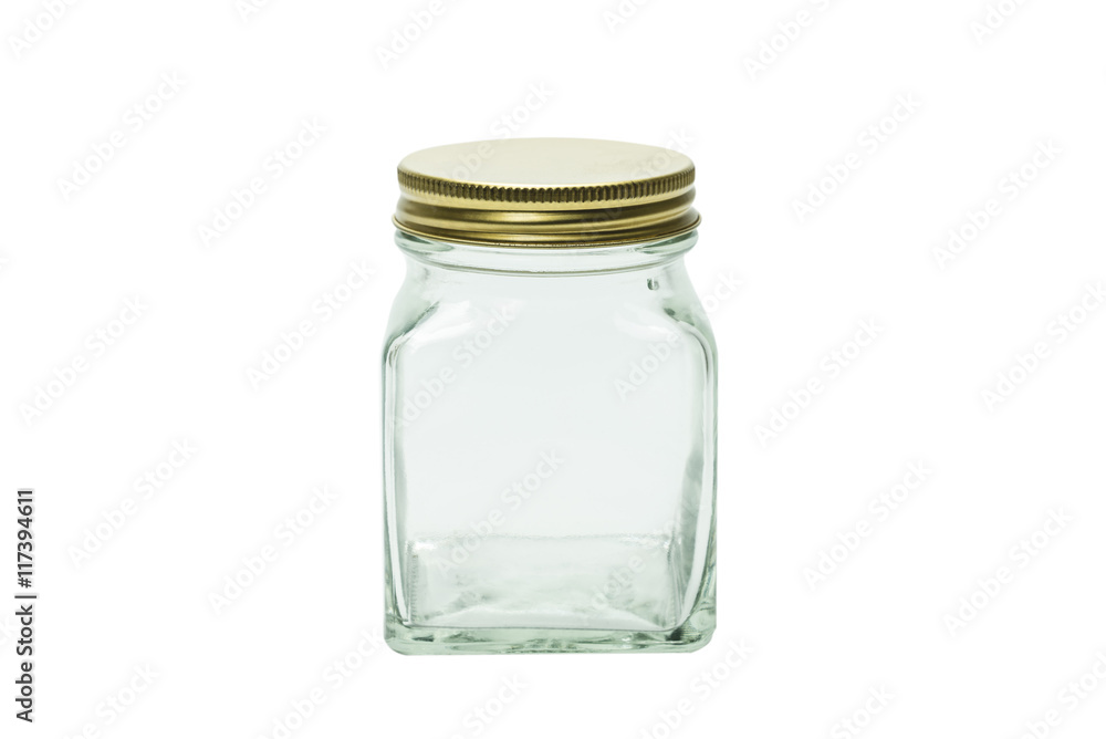 Glass jar isolated on white.Photo with clipping path