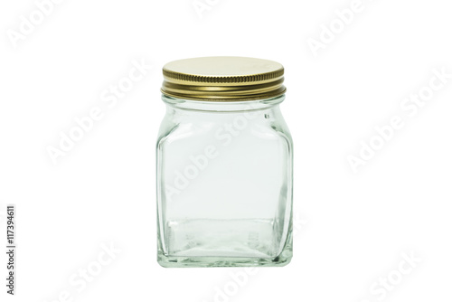 Glass jar isolated on white.Photo with clipping path