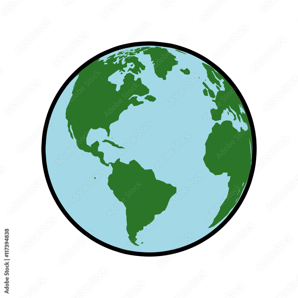 Planet map earth world sphere icon. Isolated and flat illustration. Vector graphic