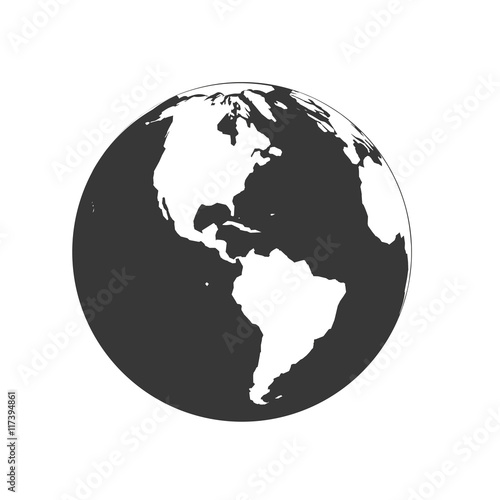 Planet map earth world sphere silhouette icon. Isolated and flat illustration. Vector graphic