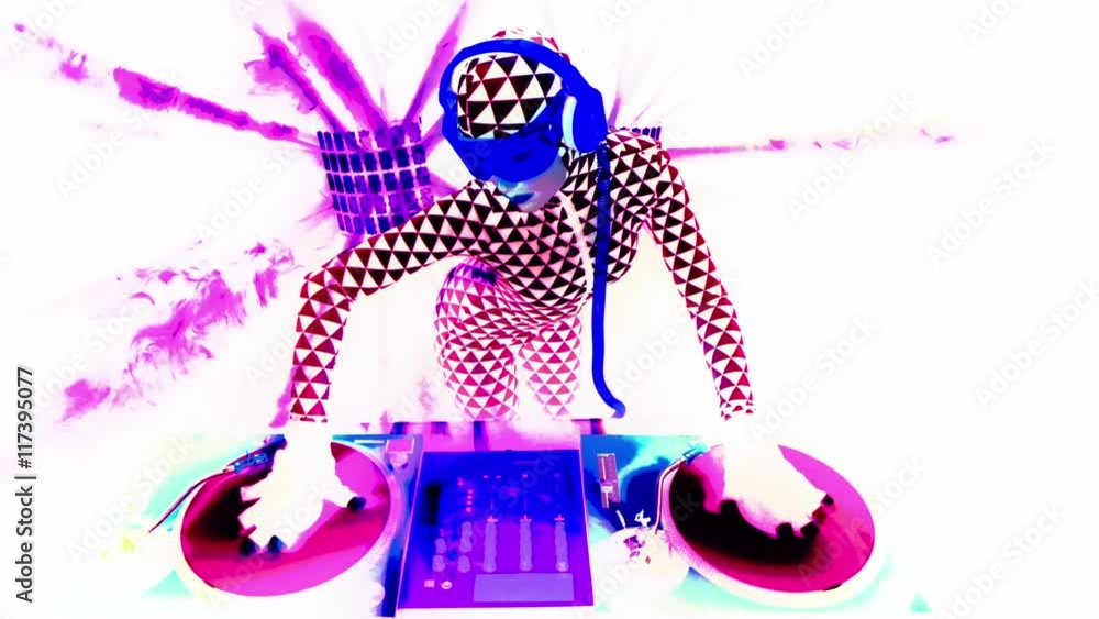 sexy DJ mixes in UV fluorescent costume sexy DJ mixes in UV fluorescent costume