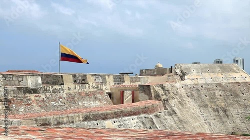 Colombian Flag on San Felipe Castle - Cartagena, Colombia