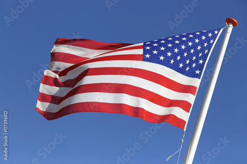 US flag blowing in the wind