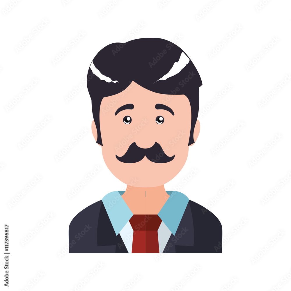 Man male person mustache hair head avatar icon. Isolated and flat illustration. Vector graphic
