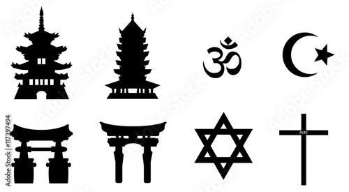 Canvas Print Lieux de cultes et religion en 8 icônes