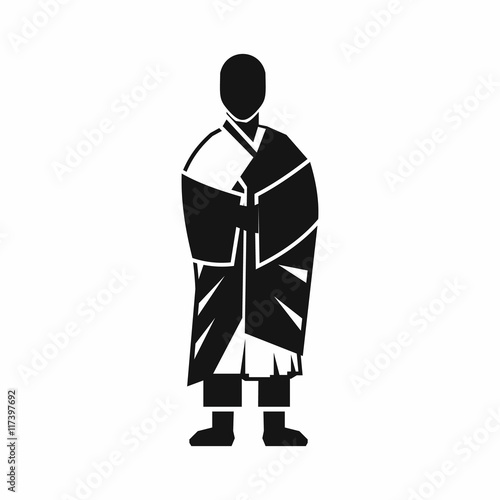 Buddhist monk icon in simple style isolated on white background