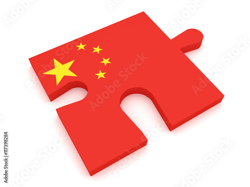 China: Puzzle Piece Chinese Flag, 3d illustration