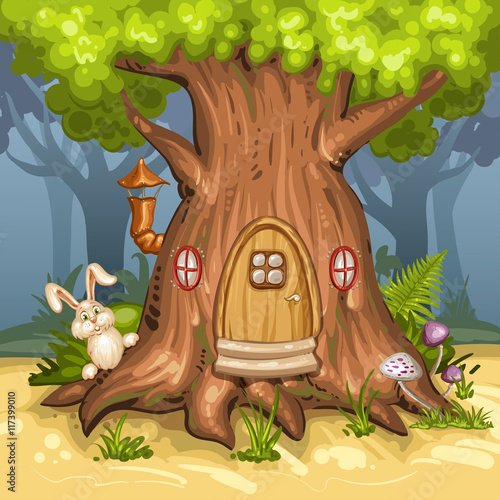 Tree house in the forest