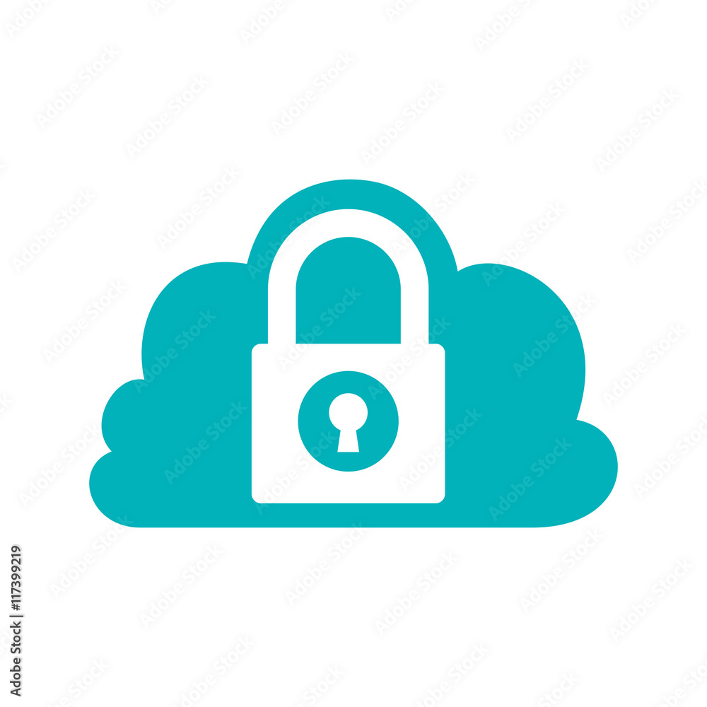 Padlock cloud security system protection icon. Isolated and flat illustration. Vector graphic Padlock cloud security system protection icon. Isolated and flat illustration. Vector graphic