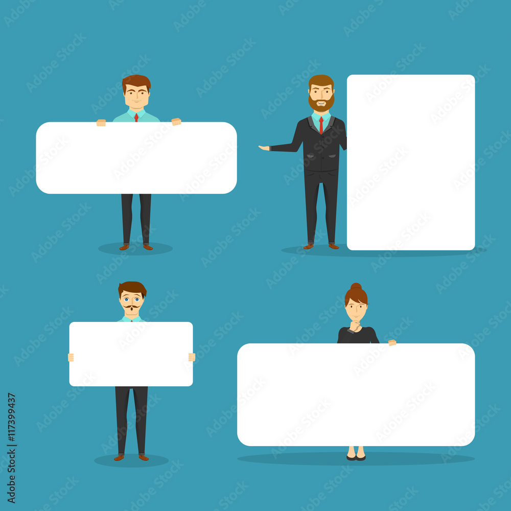 Business People With Blank White Boards Business People With Blank White Boards