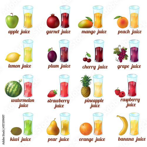 Fruits Juice Icon Set