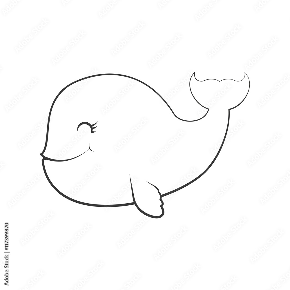 Whale cute animal little icon. Isolated and flat illustration. Vector graphic