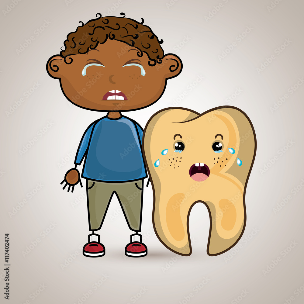 crying cartoon of a boy and a tooth with a toothache crying cartoon of a boy and a tooth with a toothache