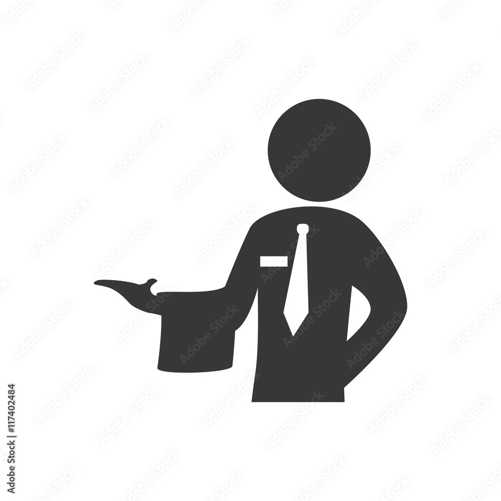 Waiter male pictogram suit person icon. Isolated and flat illustration. Vector graphic Waiter male pictogram suit person icon. Isolated and flat illustration. Vector graphic