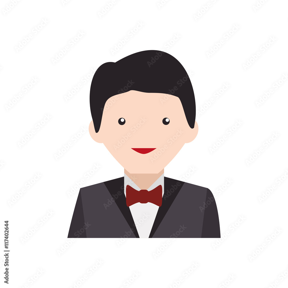 Man suit male avatar head person icon. Isolated and flat illustration. Vector graphic